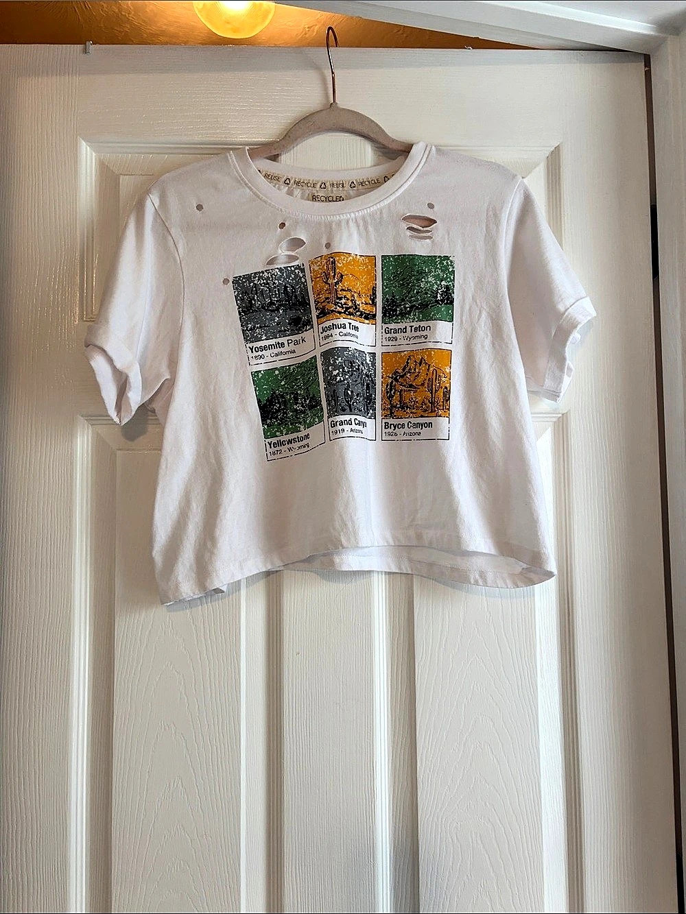 Recycled Threads Color Block Graphic Tee White Large